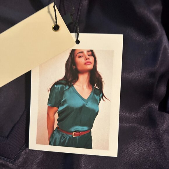 Nation Los Angeles Satin "June" Top in Navy Blue (S) - NEW with tags - Picture 7 of 8